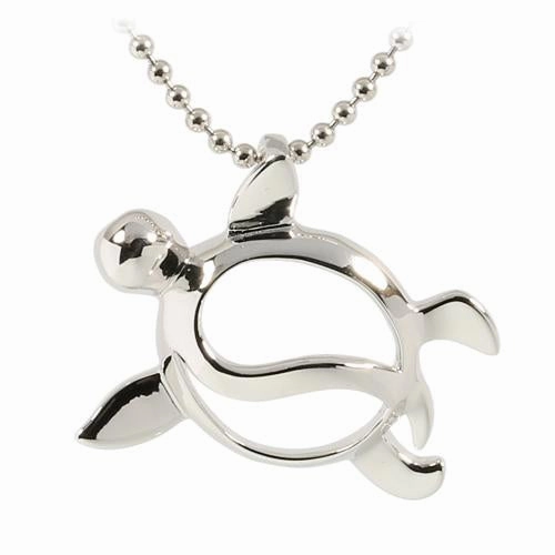 Sterling Silver Rhodium Plated Honu (Hawaiian Turtle) Pendant (Chain Sold Separately)