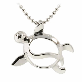 Sterling Silver Rhodium Plated Honu (Hawaiian Turtle) Pendant (Chain Sold Separately)