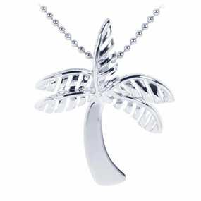 Sterling Silver Rhodium Plated Shiny Palm Tree Pendant (Chain Sold Separately)