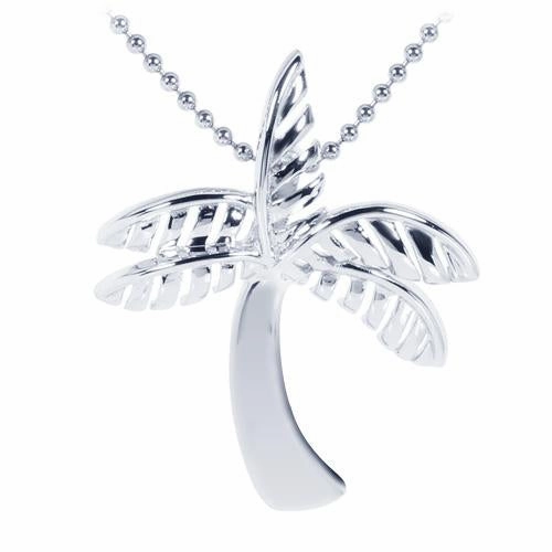 Sterling Silver Rhodium Plated Shiny Palm Tree Pendant (Chain Sold Separately)