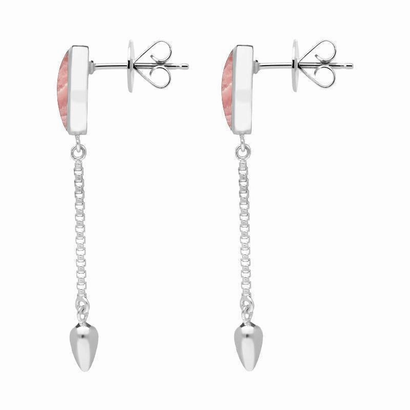 Sterling Silver Rhodochrosite Lineaire Medium Drop Stud Earrings