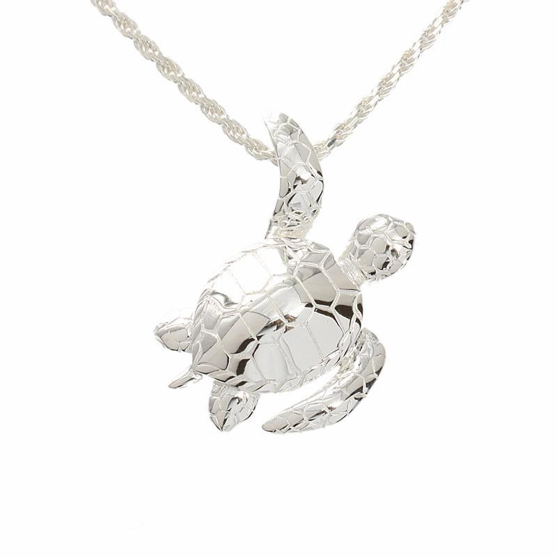 Sterling Silver Right Side Honu (Hawaiian Turtle) Pendant (Chain Sold Separately)