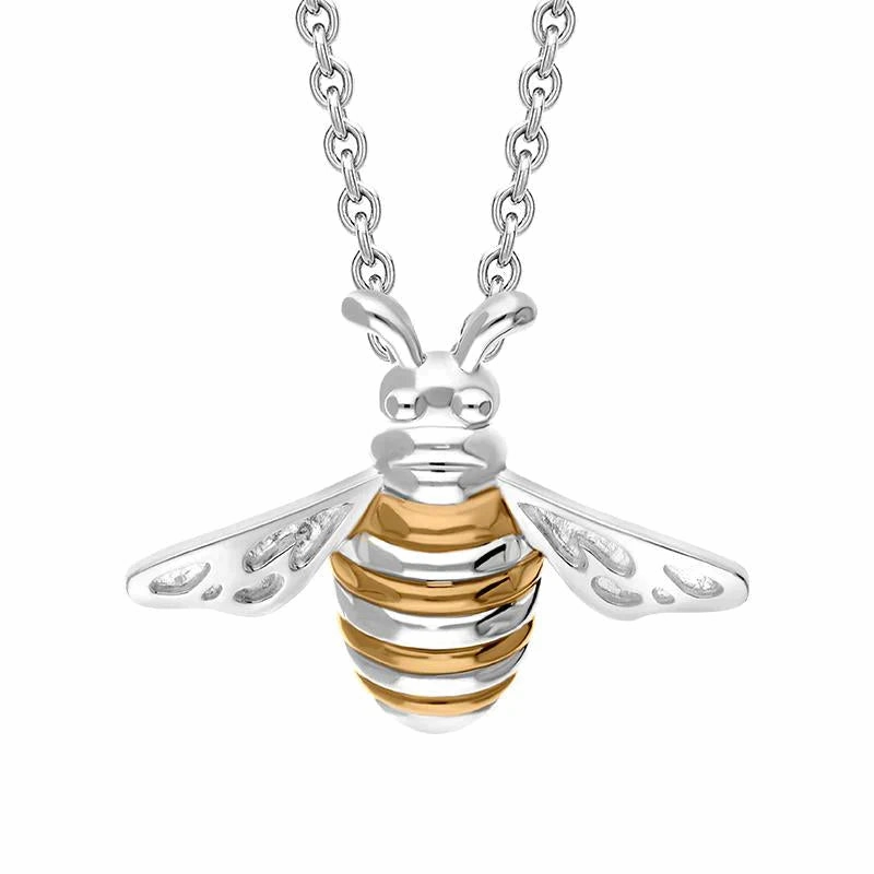 Sterling Silver Rose Gold Plated Bee Large Pendant