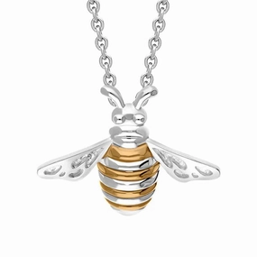 Sterling Silver Rose Gold Plated Bee Large Pendant