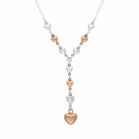 Sterling Silver Rose Gold Plated Heart Drop Necklace D