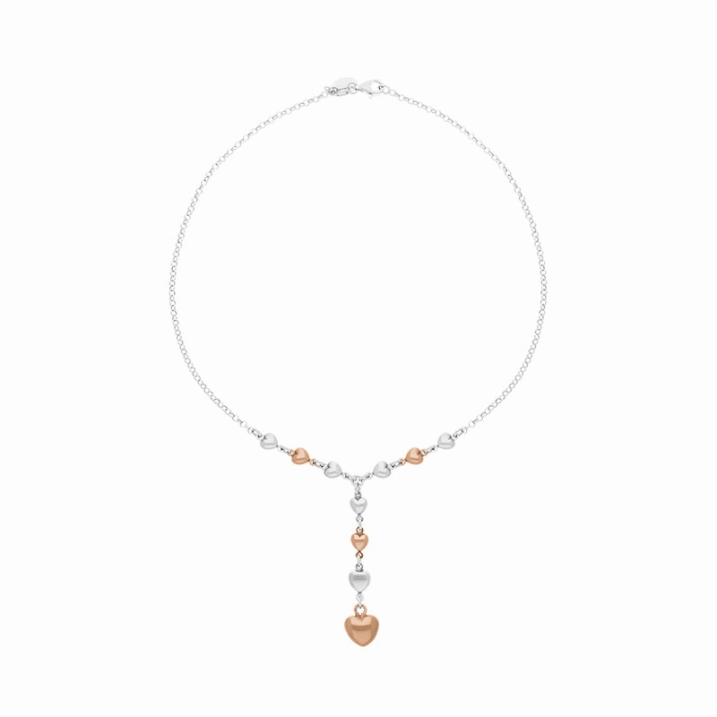 Sterling Silver Rose Gold Plated Heart Drop Necklace D