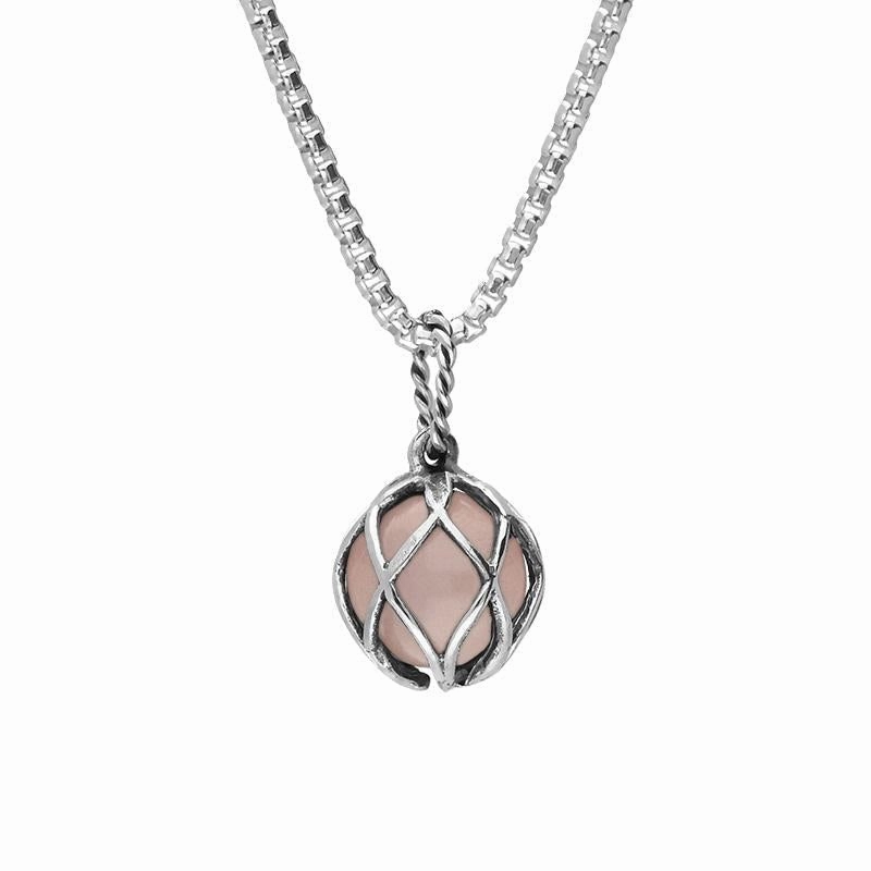 Sterling Silver Rose Quartz Emma Stothard Silver Darling 8mm Float Charm Necklace