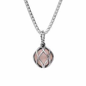 Sterling Silver Rose Quartz Emma Stothard Silver Darling 8mm Float Charm Necklace