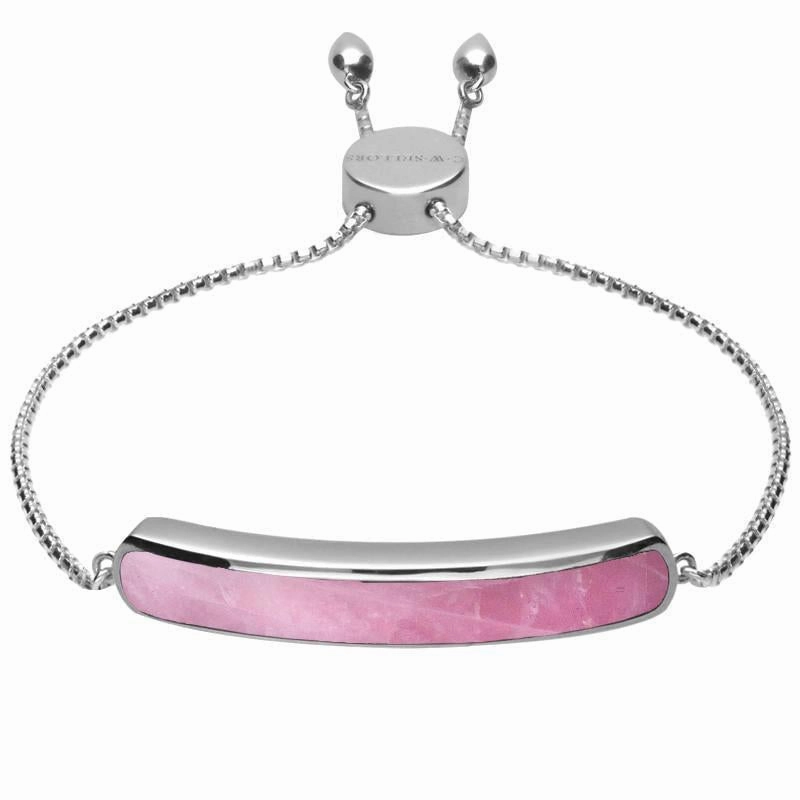 Sterling Silver Rose Quartz Lineaire Long Bracelet