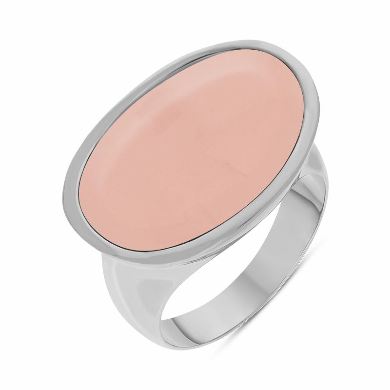 Sterling Silver Rose Quartz Oval Statement Ring