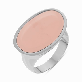 Sterling Silver Rose Quartz Oval Statement Ring