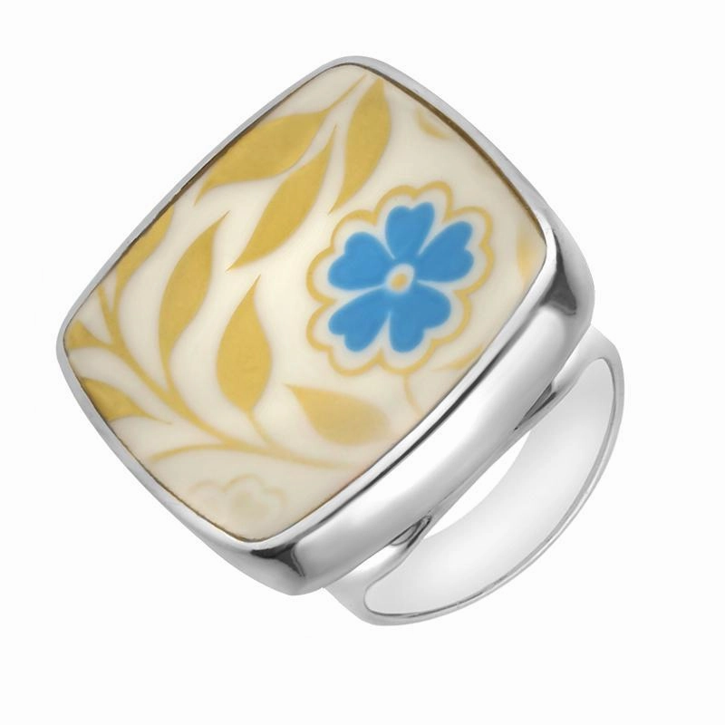 Sterling Silver Royal Crown Derby Sudbury White Cushion Ring D