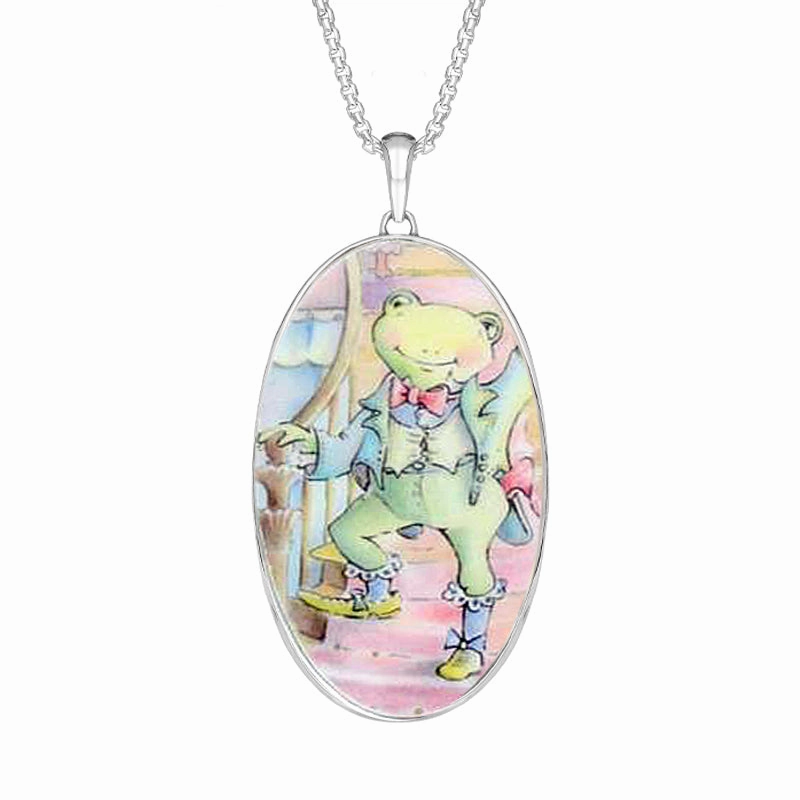 Sterling Silver Royal Doulton China Wind In The Willows Oval Necklace