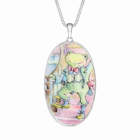 Sterling Silver Royal Doulton China Wind In The Willows Oval Necklace