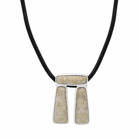 Sterling Silver Sarson 3 Stone Trilithon Leather Pendant Necklace