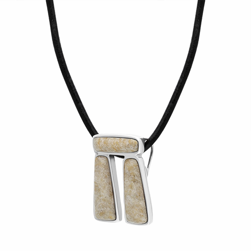 Sterling Silver Sarson 3 Stone Trilithon Leather Pendant Necklace