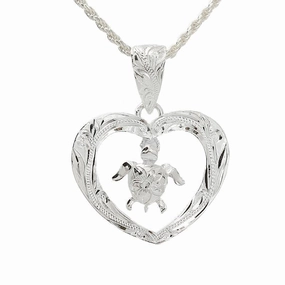 Sterling Silver Scroll Heart with Honu (Hawaiian Turtle) Pendant (Chain Sold Separately)