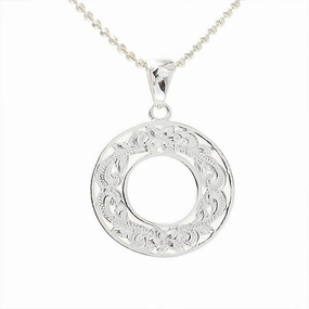 Sterling Silver See Through Hawaiian Scroll Circle Pendant (Chain Sold Separately)