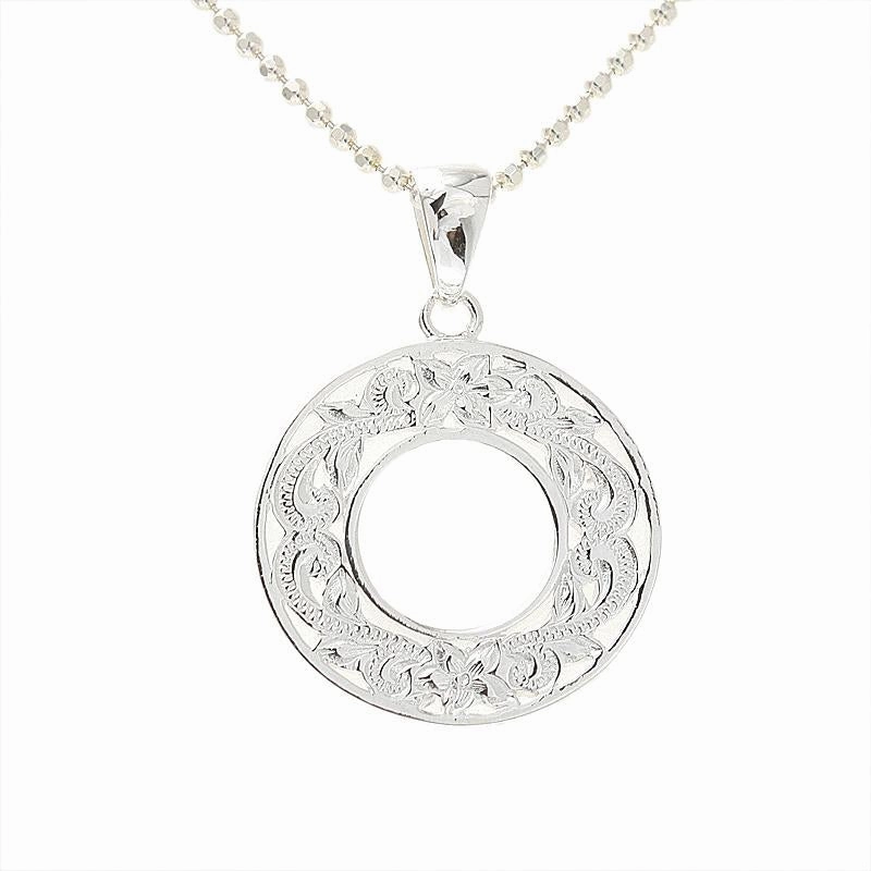 Sterling Silver See Through Hawaiian Scroll Circle Pendant (Chain Sold Separately)