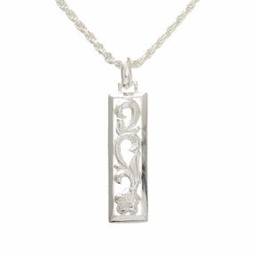Sterling Silver See Through Hawaiian Scroll Vertical Pendant (Chain Sold Separately)