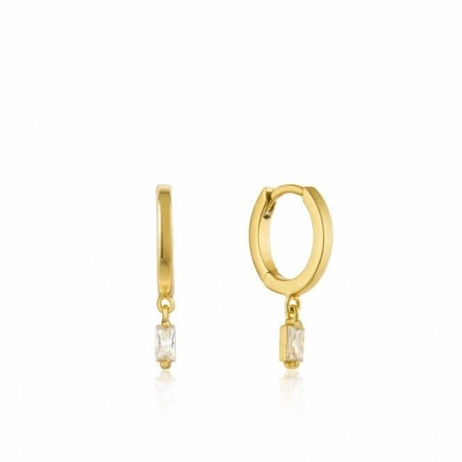 Sterling Silver Shiny Gold Plated Glow Huggie Hoop Earrings E018-09G
