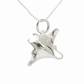 Sterling Silver Shiny Manta Ray Pendant (Chain Sold Separately)