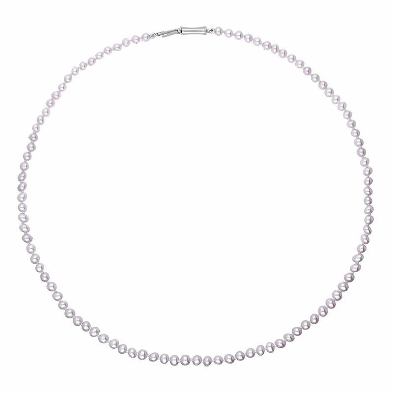 Sterling Silver Silver and Grey Pearl Beaded Necklace D