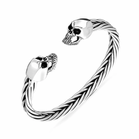 Sterling Silver Skull Twist Bangle