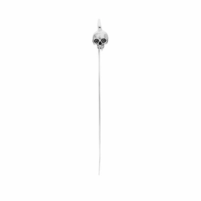 Sterling Silver Skull with Whitby Jet Eyes Bookmark