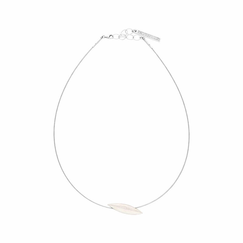 Sterling Silver Small Horizontal Marquise Necklace D