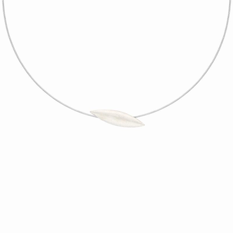 Sterling Silver Small Horizontal Marquise Necklace D