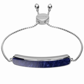 Sterling Silver Sodalite Lineaire Long Bracelet