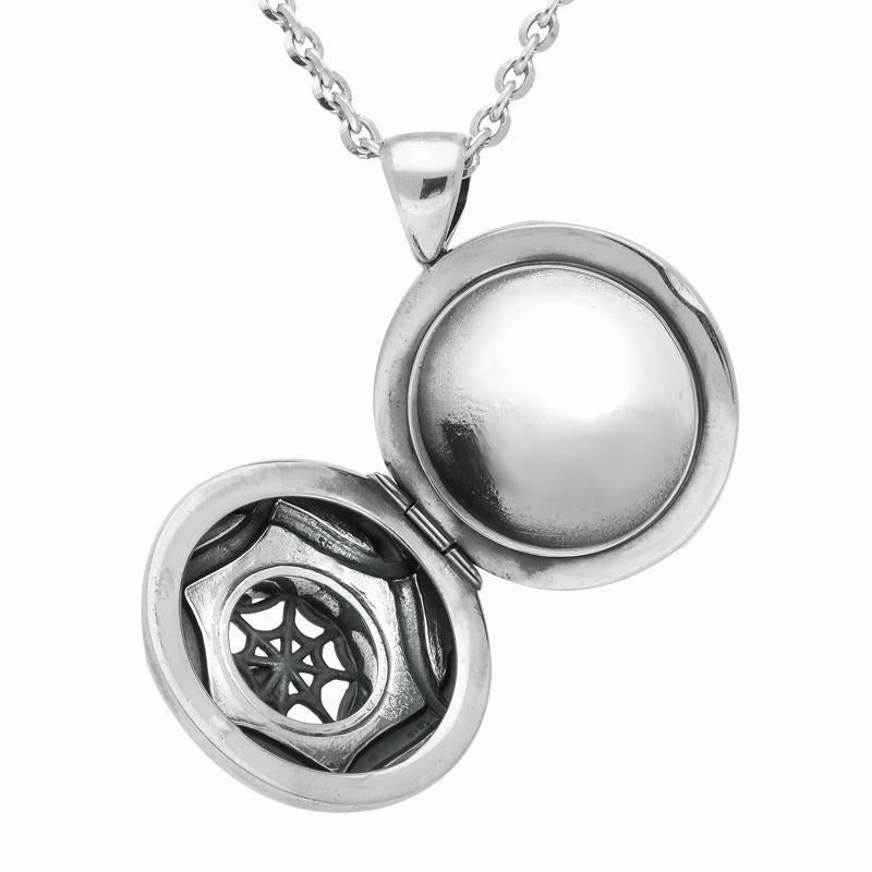 Sterling Silver Spider Web Skull Locket D