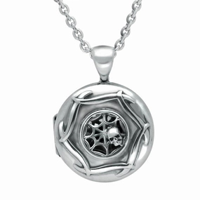 Sterling Silver Spider Web Skull Locket D