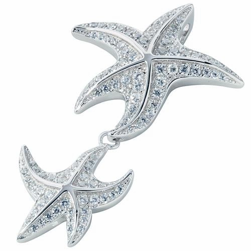 Sterling Silver Starfish Pave CZ Pendant (Chain Sold Separately)