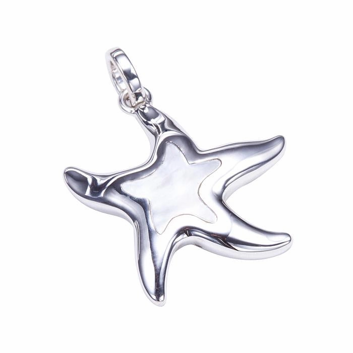 Sterling Silver Starfish with Mother-of-Pearl Inlay Pendant (Chain Sold Separately)