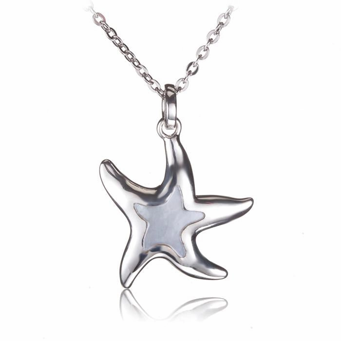 Sterling Silver Starfish with Mother-of-Pearl Inlay Pendant (Chain Sold Separately)
