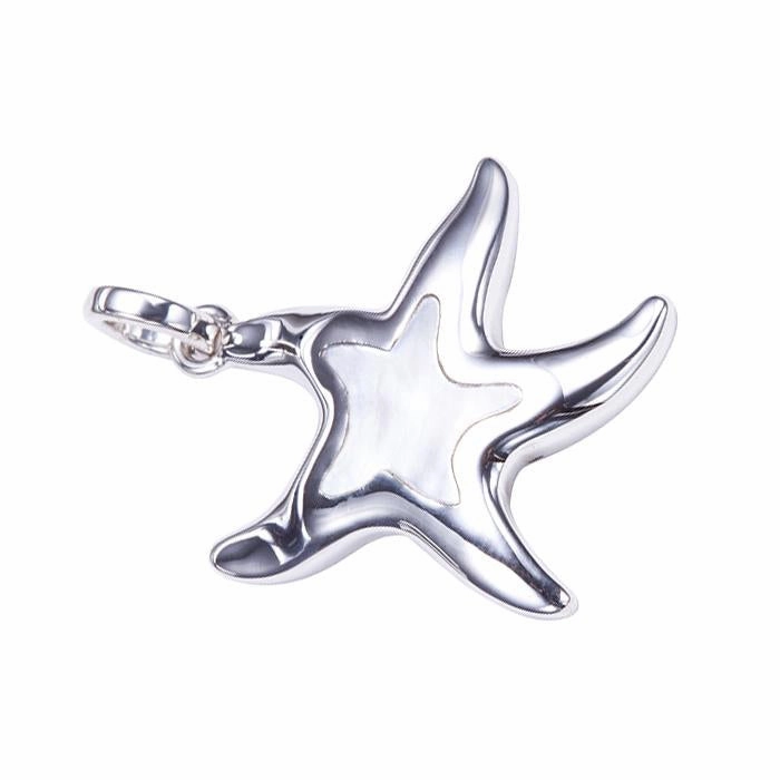 Sterling Silver Starfish with Mother-of-Pearl Inlay Pendant (Chain Sold Separately)