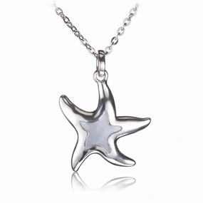 Sterling Silver Starfish with Mother-of-Pearl Inlay Pendant (Chain Sold Separately)