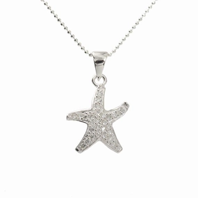 Sterling Silver Starfish with Pave CZ Pendant (Chain Sold Separately)