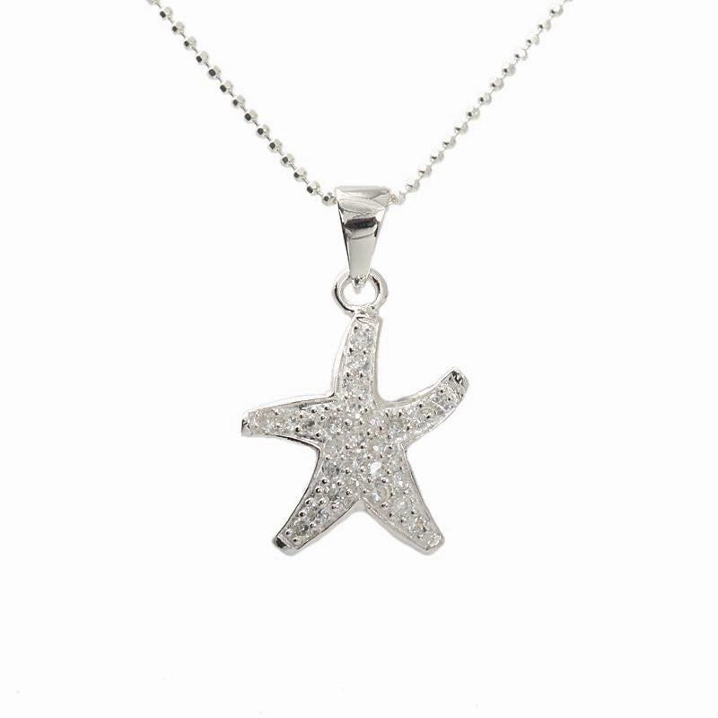 Sterling Silver Starfish with Pave CZ Pendant (Chain Sold Separately)