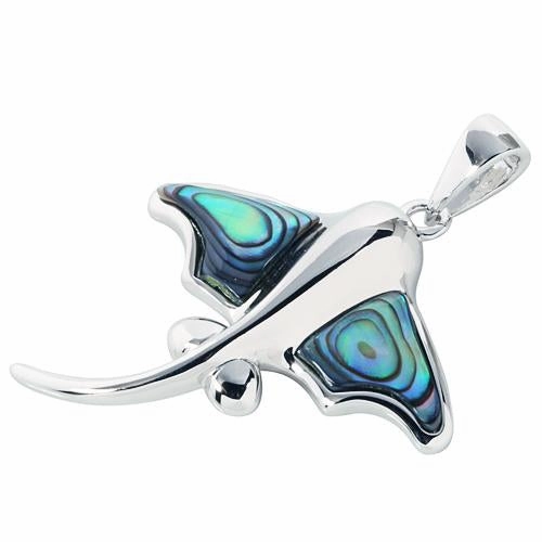 Sterling Silver Stingray with Abalone Inlaid Pendant (Chain Sold Separately)