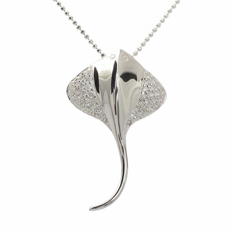 Sterling Silver Stingray with CZ Pendant (Chain Sold Separately)