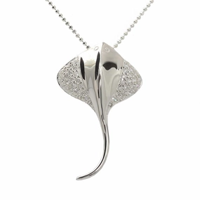 Sterling Silver Stingray with CZ Pendant (Chain Sold Separately)