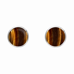 Sterling Silver Tigers Eye 5mm Classic Small Round Stud Earrings