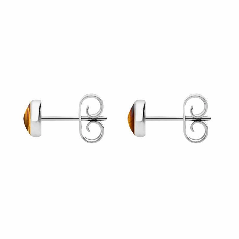 Sterling Silver Tigers Eye 5mm Classic Small Round Stud Earrings