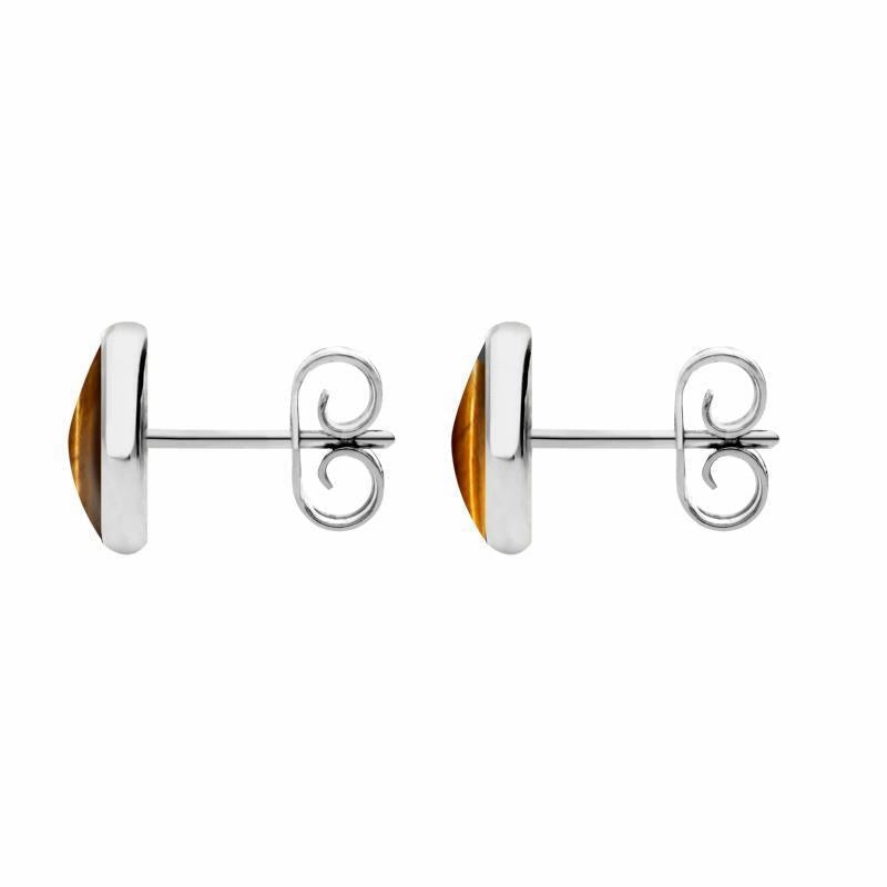 Sterling Silver Tigers Eye 8mm Classic Large Round Stud Earrings