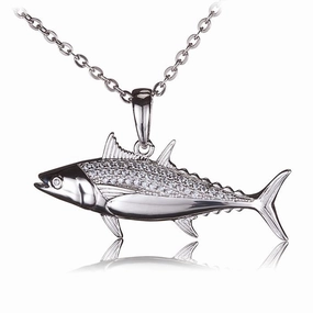 Sterling Silver Tuna Pave CZ Pendant (Chain Sold Separately)