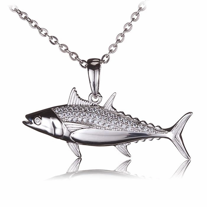 Sterling Silver Tuna Pave CZ Pendant (Chain Sold Separately)