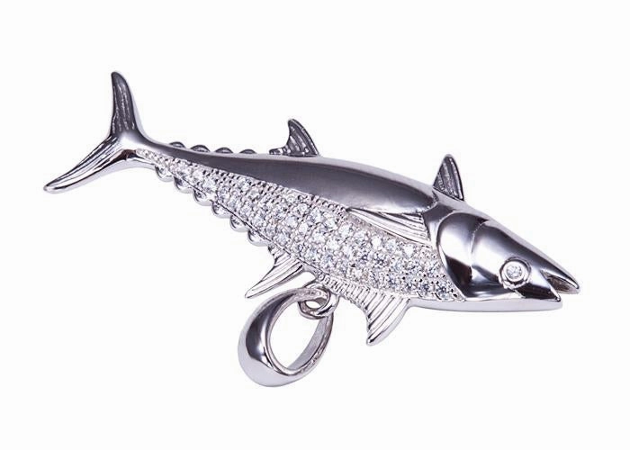 Sterling Silver Tuna Pave CZ Pendant (Chain Sold Separately)
